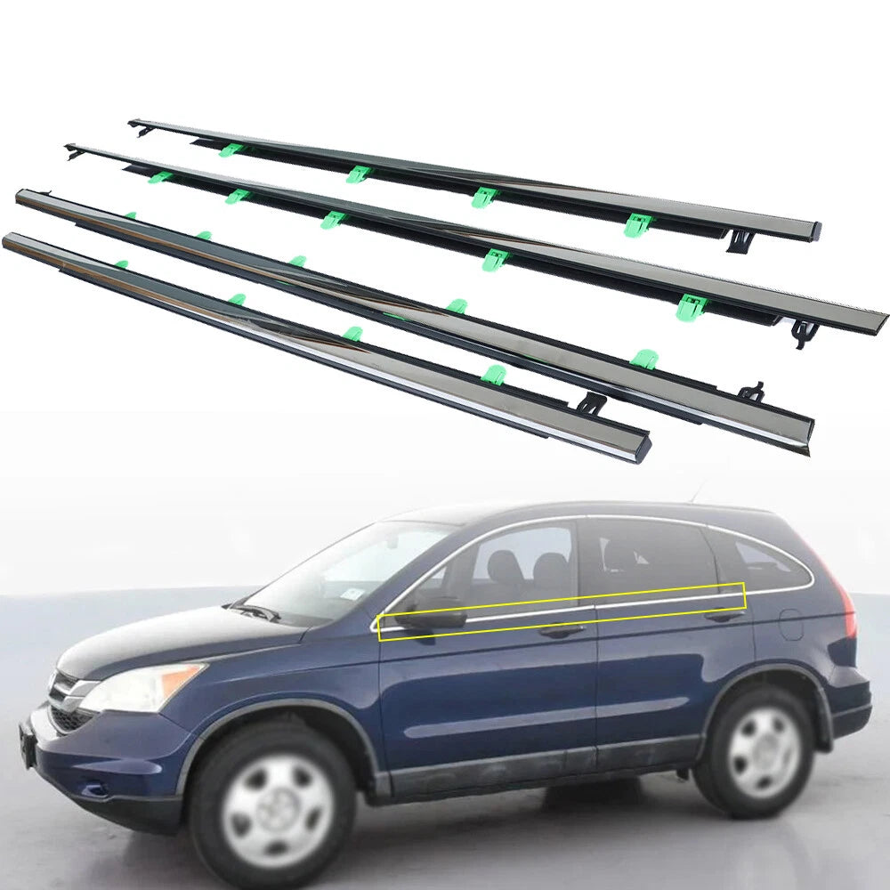 Set of 4 Chrome Window Moulding Trim Weatherstrips for Honda CR-V (2007–2011)