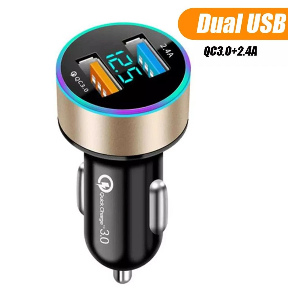 1Pc Dual USB QC3.0 Car Charger Adapter for Universal Vehicles (2010–2023)