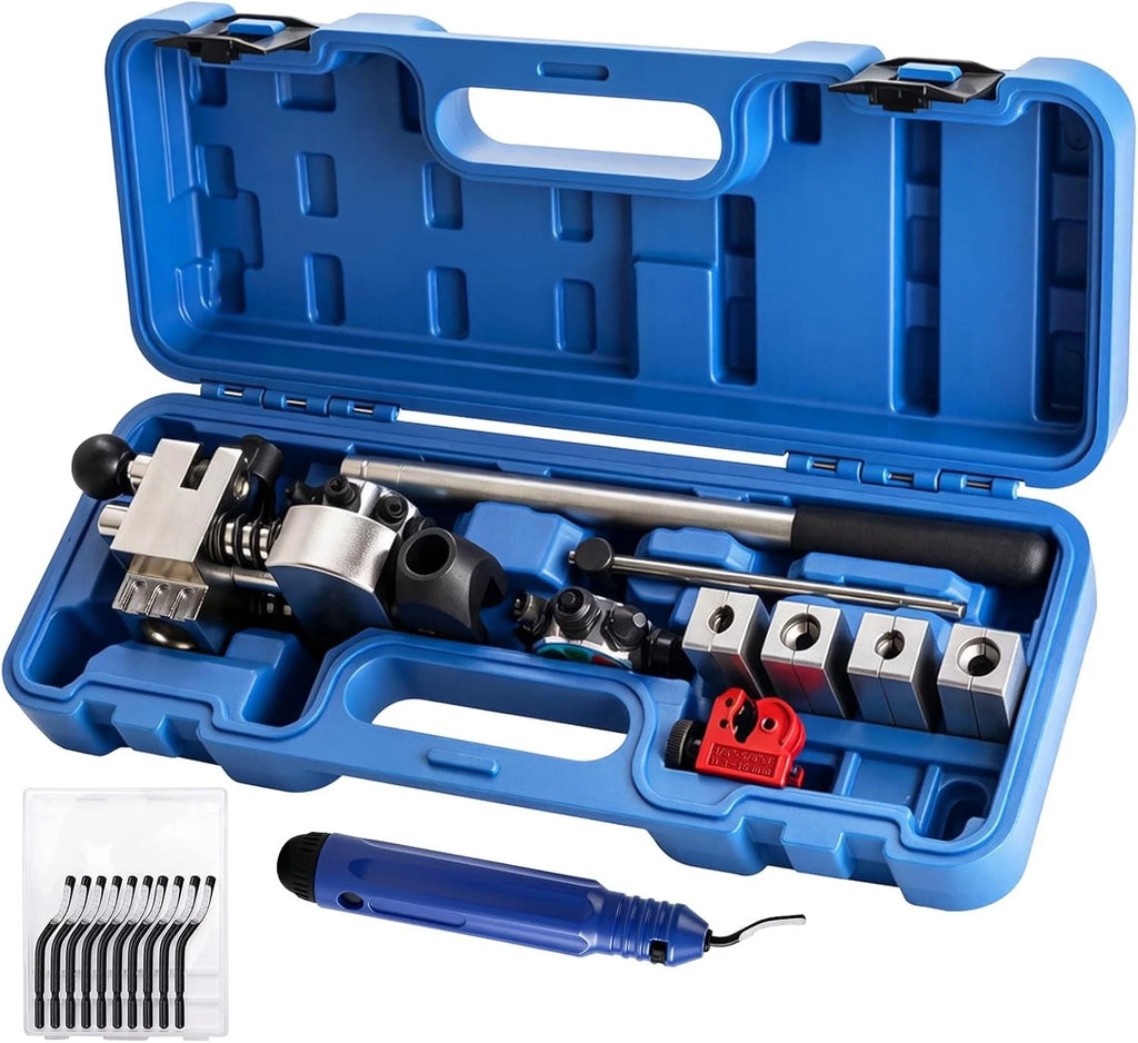 Brake Line Flaring Tool Kit for 3/16", 1/4", 5/16", 3/8" (Single Bubble, Double Flare)