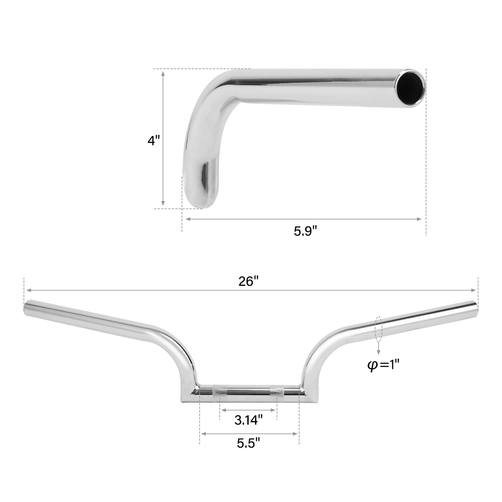 4" Rise Handlebar for Harley Sportster 883 XL883 48 (2007–2014) Chrome