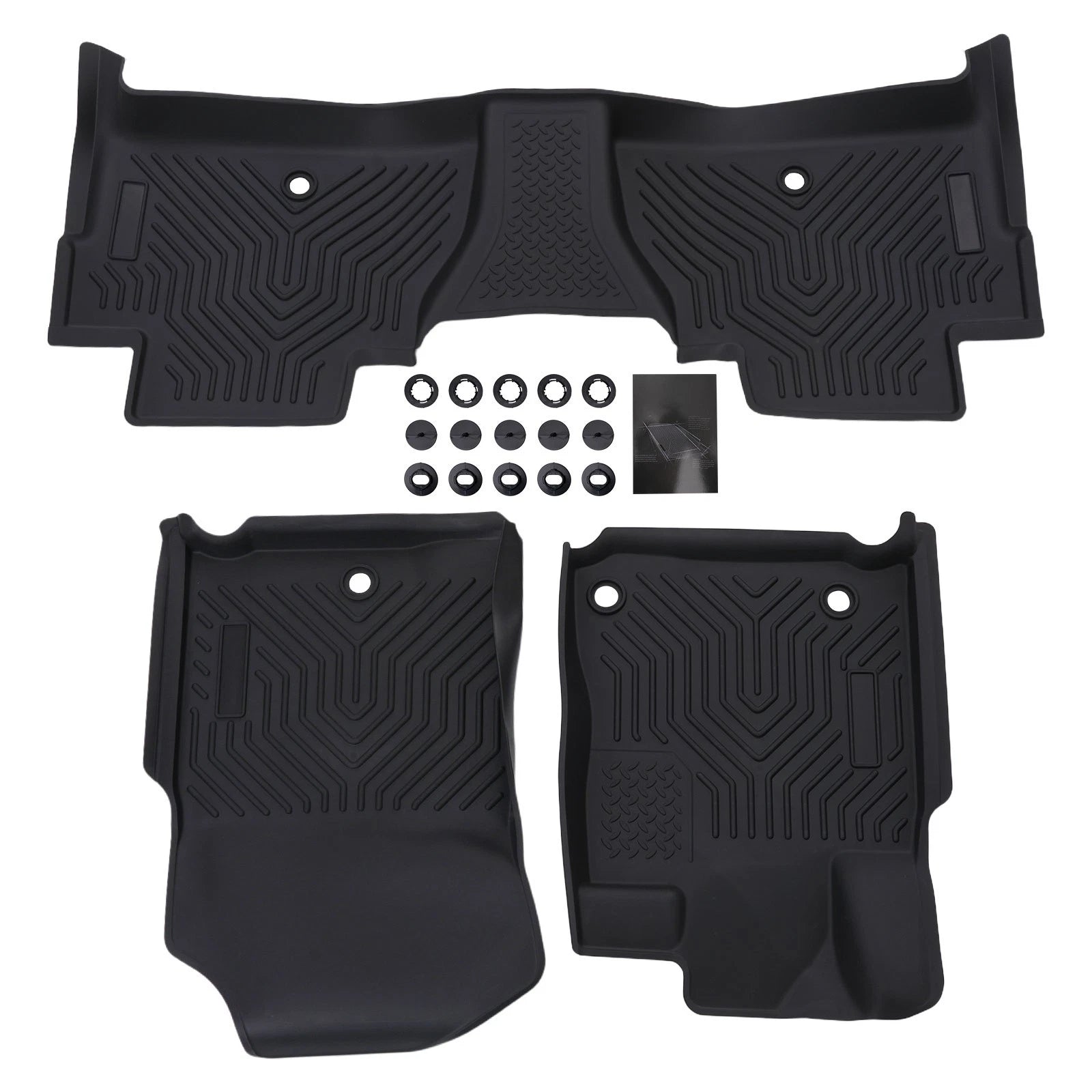 Set of 2 Black All Weather Floor Mats for Toyota Tundra CrewMax (2014–2021) TPE Waterproof
