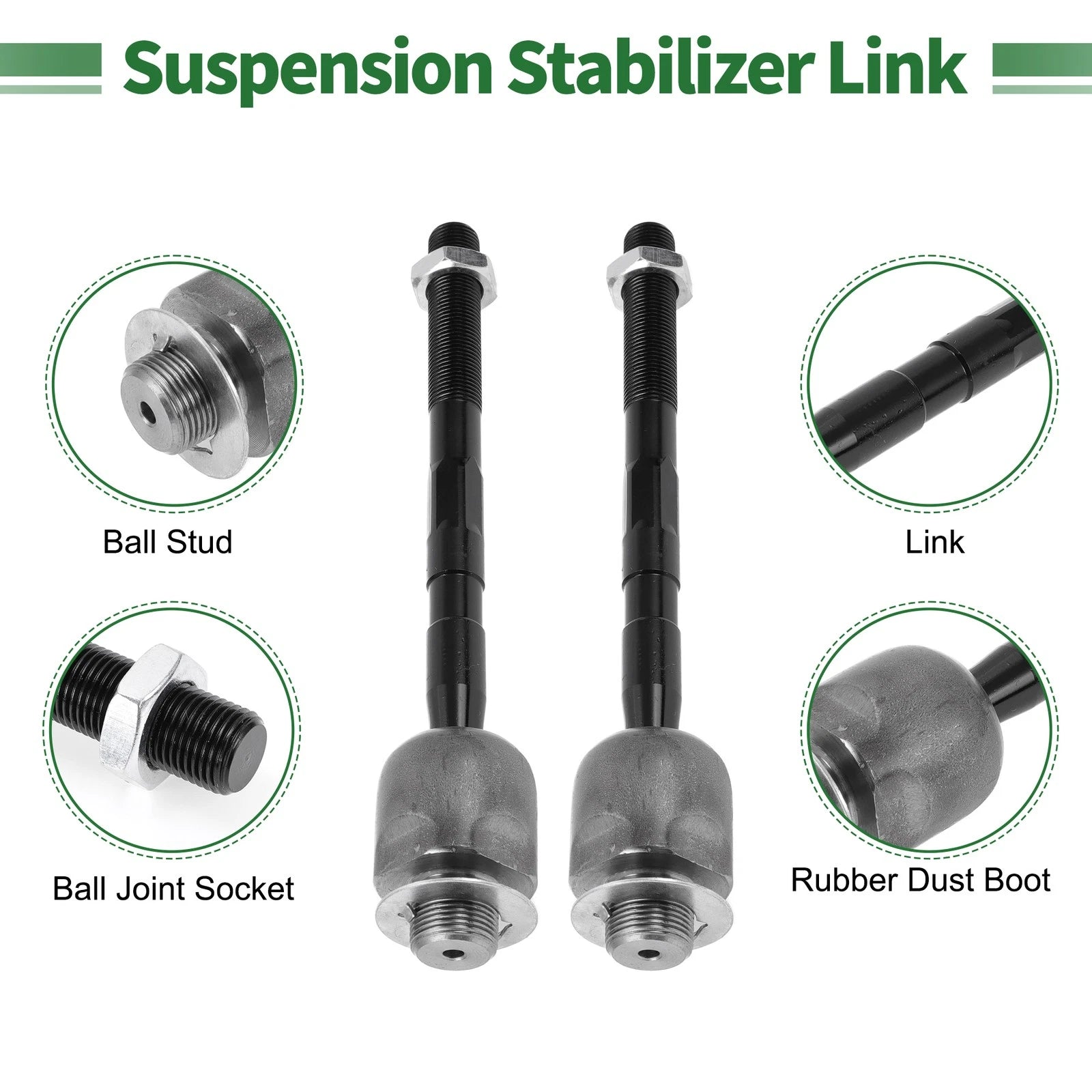 8pcs Front Suspension Kit Tie Rod End Sway Bar Link for Ford Edge (2007–2010)