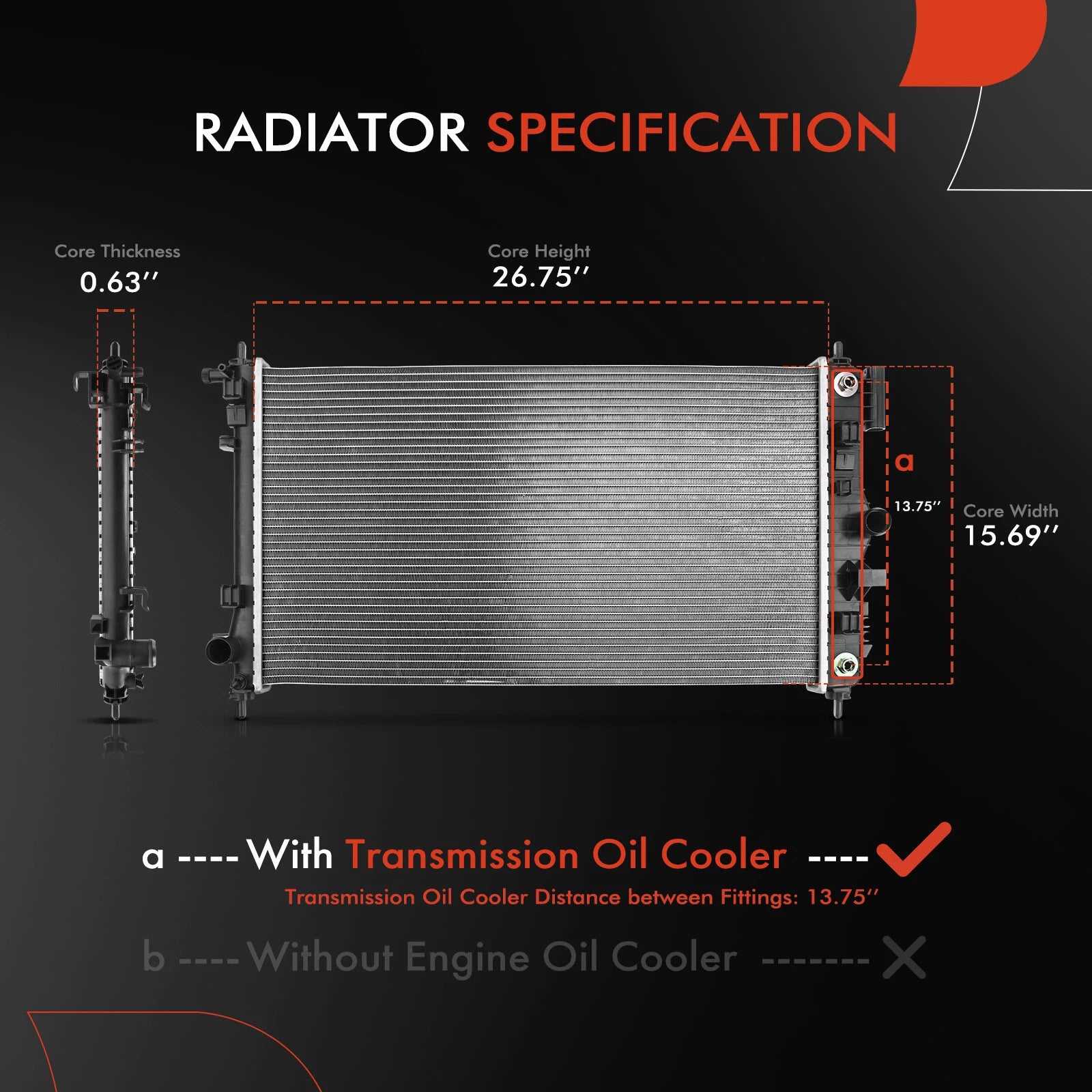 Radiator with Oil Cooler for Buick Regal (2011-2013)