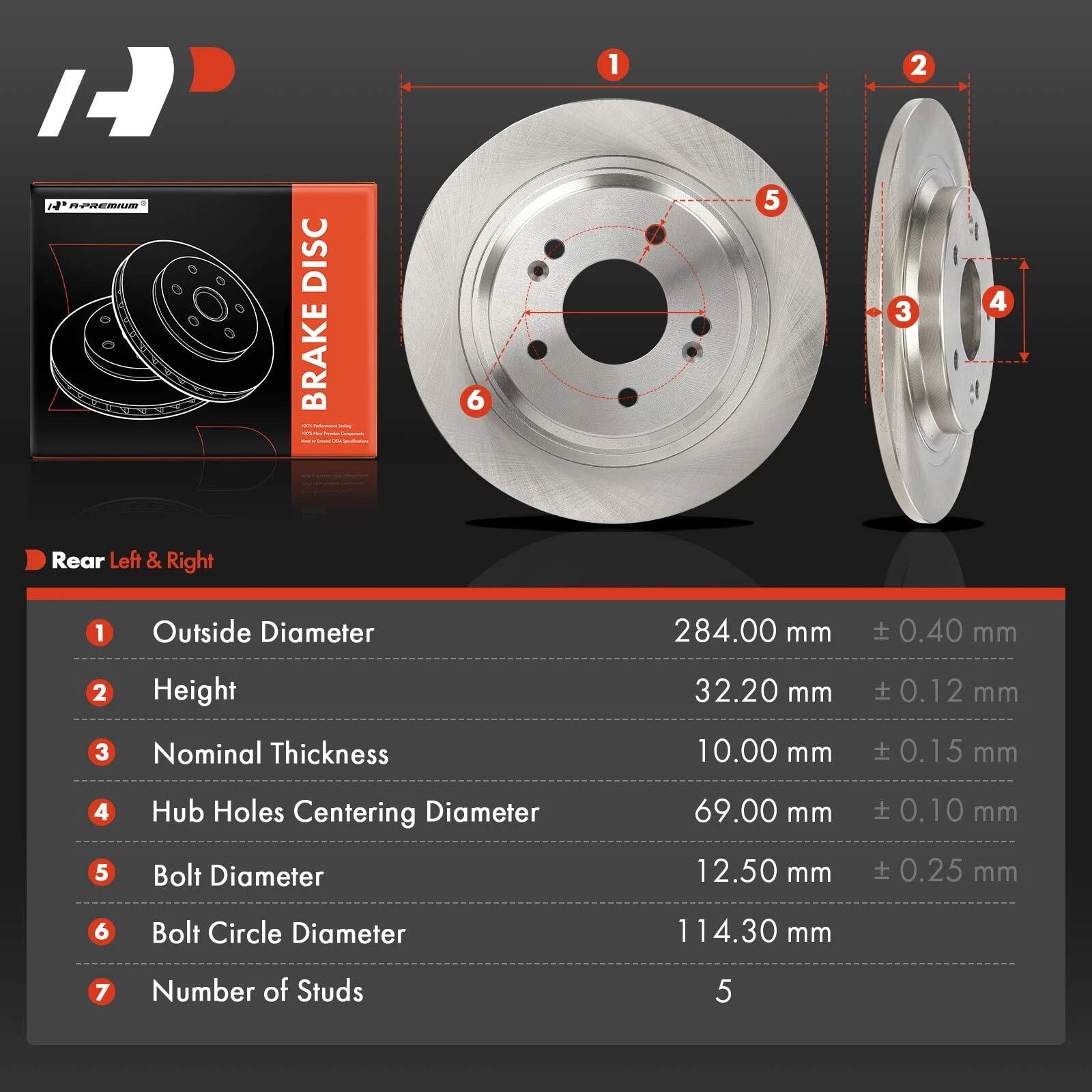 Rear Disc Brake Rotors for Hyundai Kona (2018–2022) Kia Seltos (2021–2022)