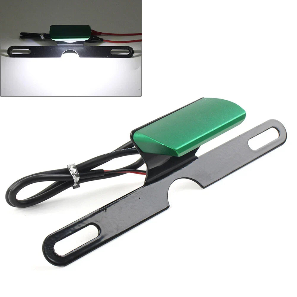 LED Brake Tail Light License Plate Mount Holder Bracket for Motorcycle Green