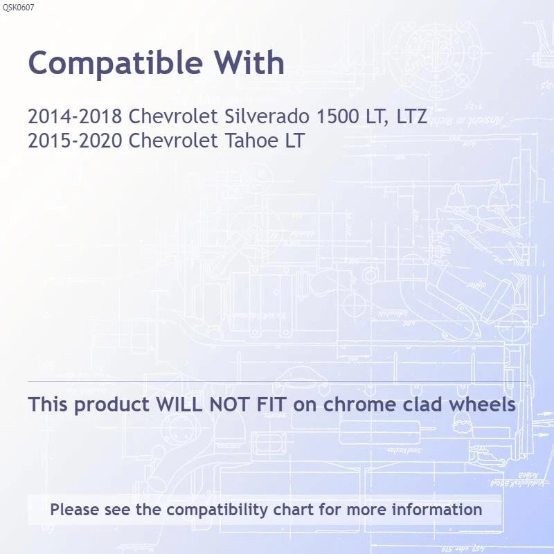 4pc Chrome Wheel Skins Replacement for 2015–2020 Chevy Tahoe