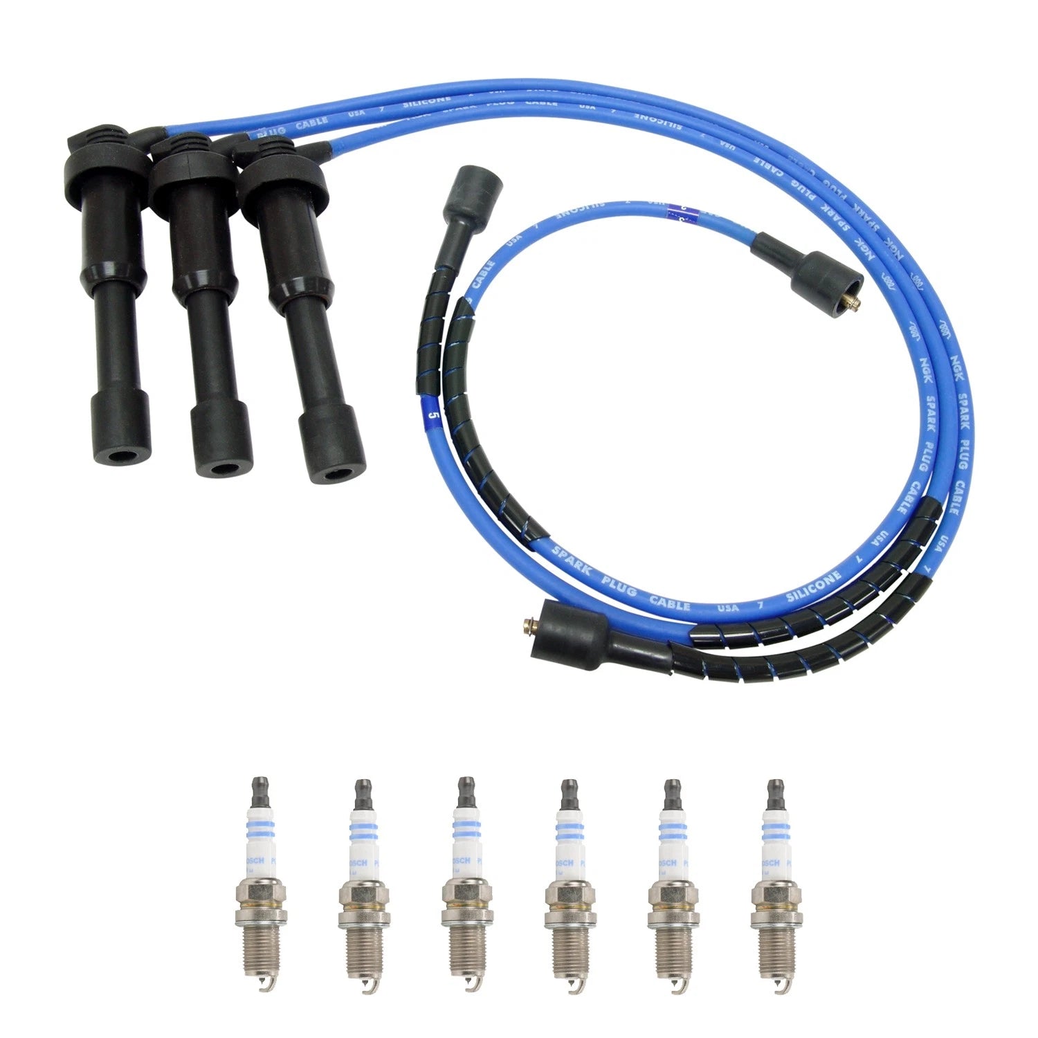 NGK Wire Set & 6 Racing Spark Plugs for Kia Amanti (2004–2009)