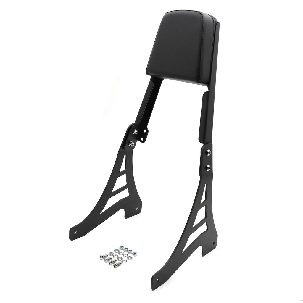 Black Flame Backrest Sissy Bar with Leather Pad for Harley Sportster (883-1200)
