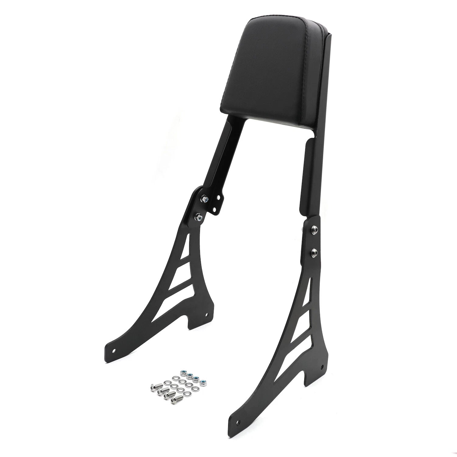 Black Flame Backrest Sissy Bar with Leather Pad for Harley Sportster (883-1200)
