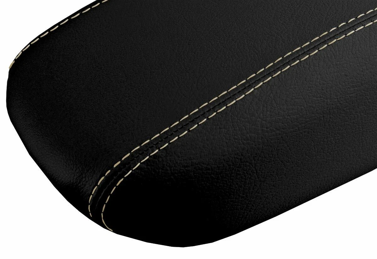 Leather Console Lid Armrest Cover for Dodge Dart (2013–2016) Beige Stitch