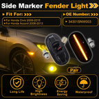 Side Marker Fender Light 34301SNW003 for Honda Civic (2009–2015) Smokey Black Lens