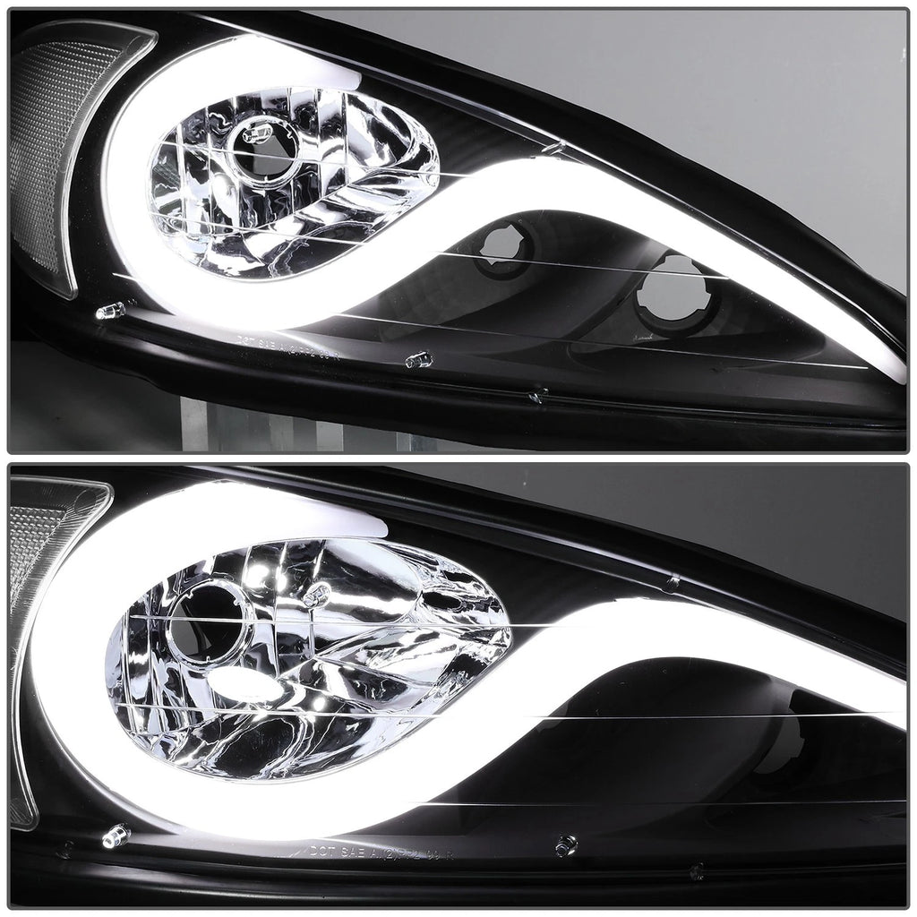 LED DRL Headlight for Pontiac Grand Am (1999–2005) Black Housing Clear Side