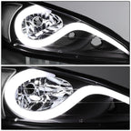 LED DRL Headlight for Pontiac Grand Am (1999–2005) Black Housing Clear Side