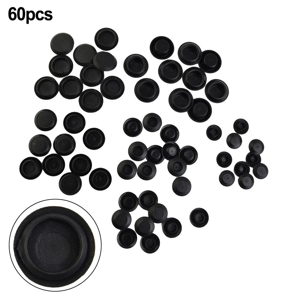 60 Piece Plastic Auto Body Hole Assortment for Sheet Metal Use