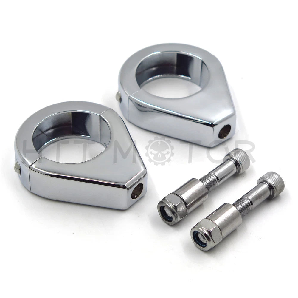 Turn Signal Indicator Relocation Fork Clamp for Honda Kawasaki (41mm, Chrome)