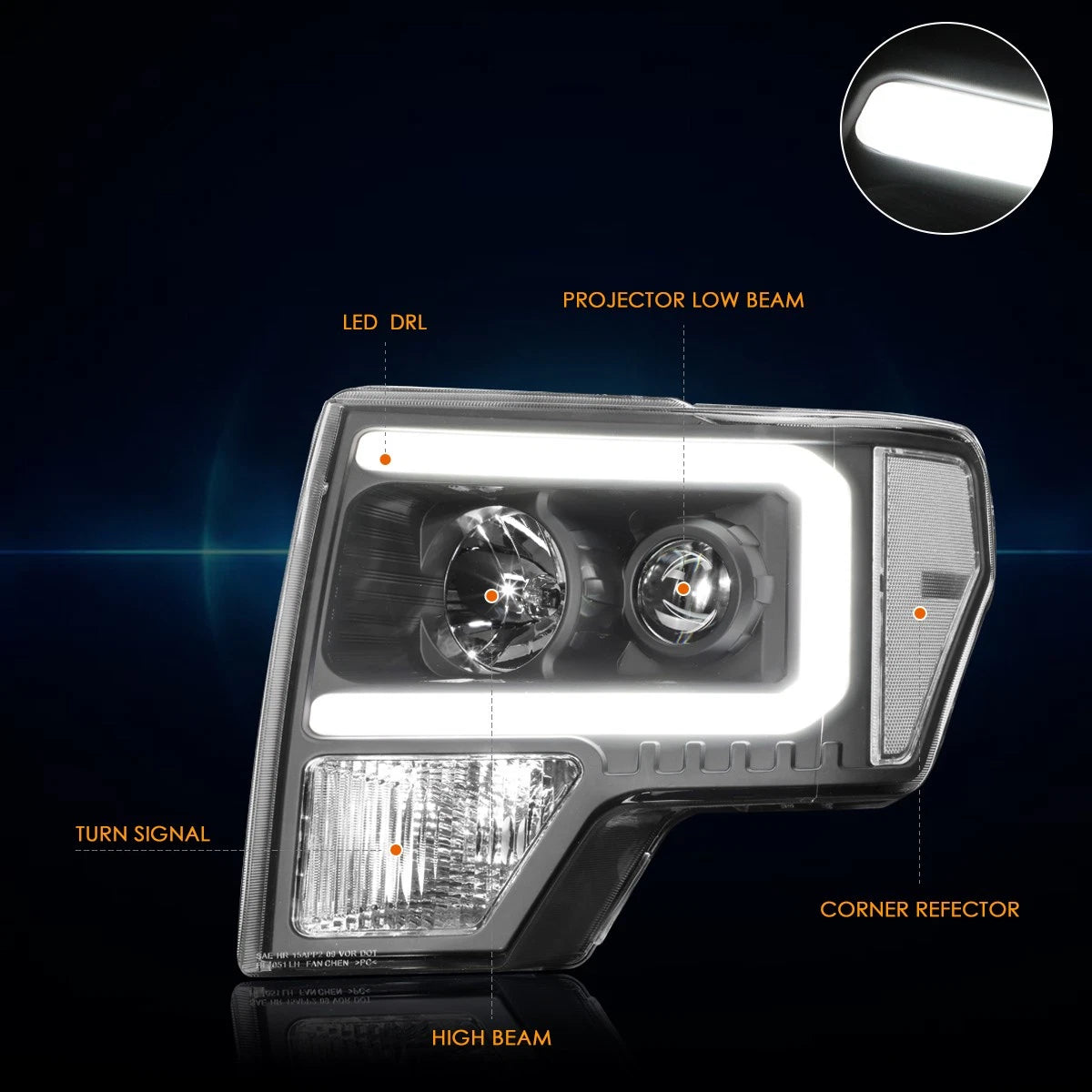 L-Shape LED DRL Switchback Headlights for Chevy Blazer/S10 (1998–2004)