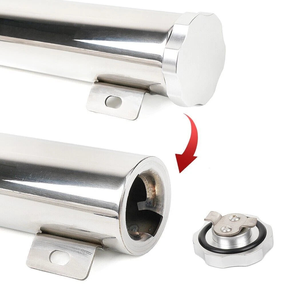 3" x 9" Polished Stainless Steel Radiator Coolant Overflow Tank