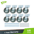 8 Pack Heavy Duty 3" Casters Wheels with Side Brake