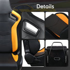 1 Pair Reclinable Racing Seats for Universal Fit (Classic Black PVC)