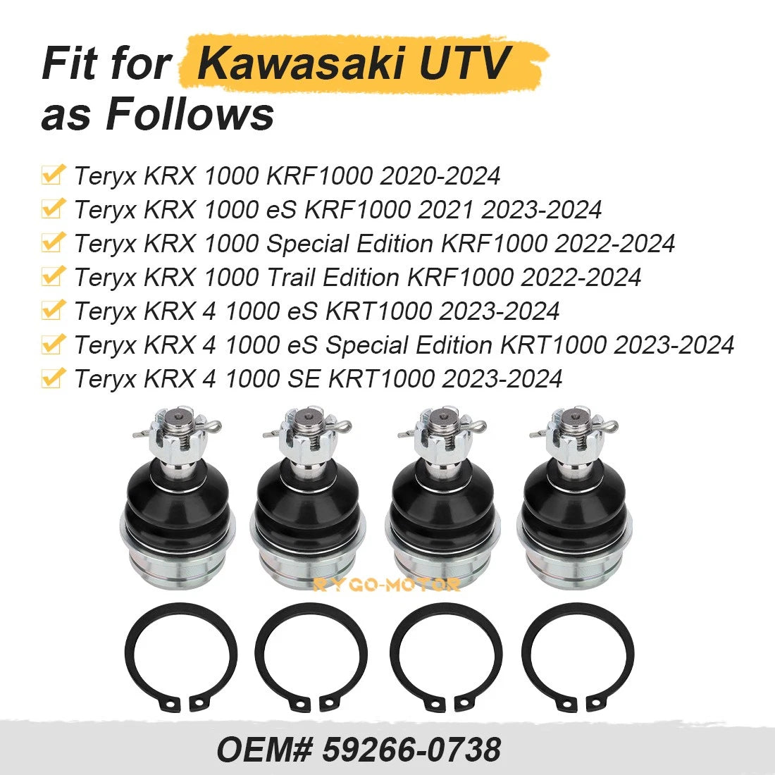Heavy Duty Ball Joint Set for Kawasaki Teryx KRX 1000 (2020–2024) 59266-0738
