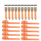 Set of 10 Heavy Duty 1.5" x 15' Ratchet Straps with J Hook