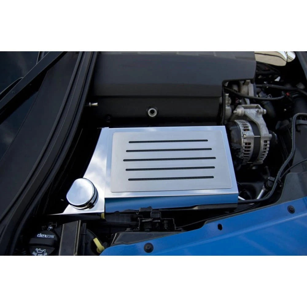 Polished Fuse Box Cover w/White Carbon Fiber Inlay for 14-19 Chevy Corvette Z06