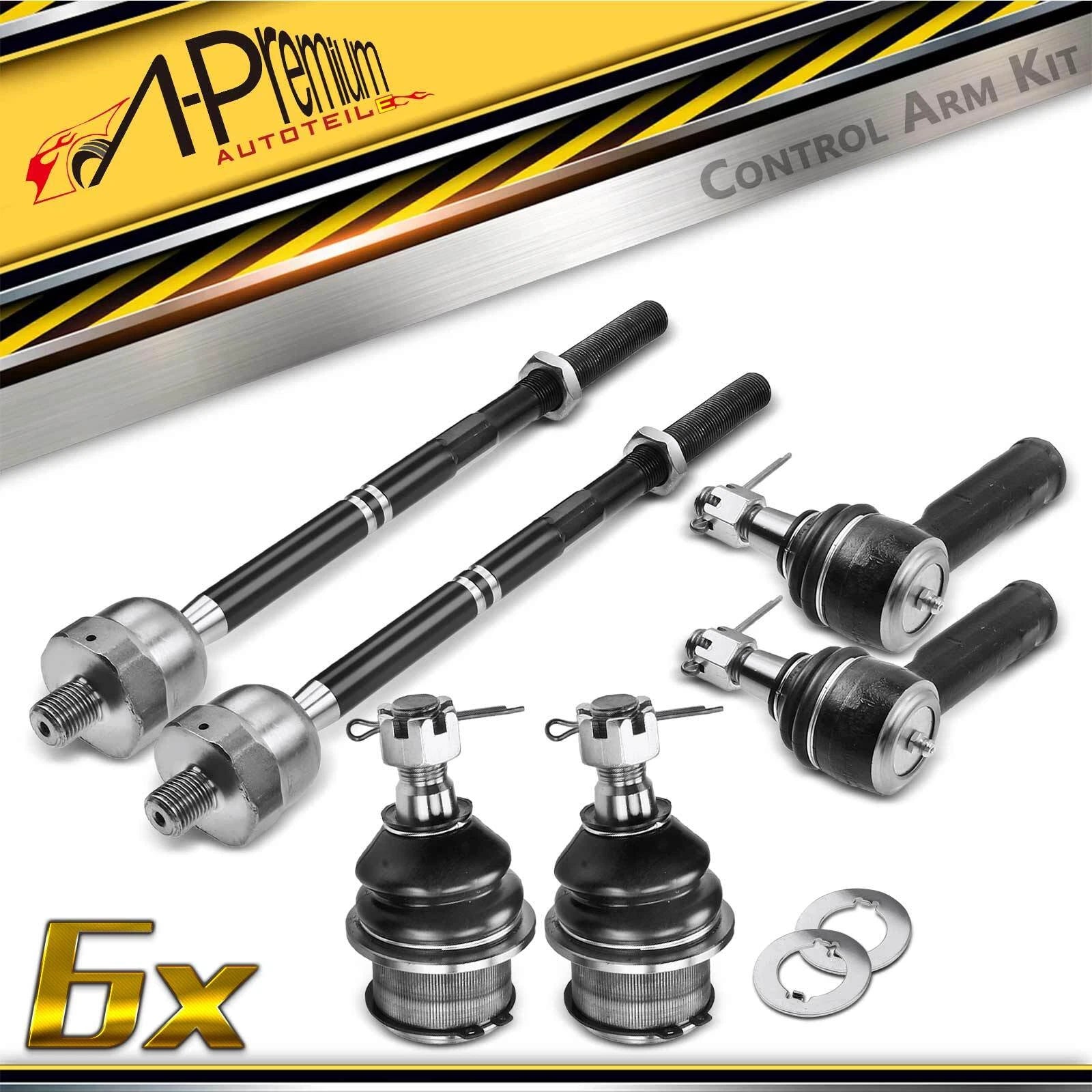 6X Front Lower Tie Rods & Ball Joints for Ford F-150 (2004–2006) 4WD
