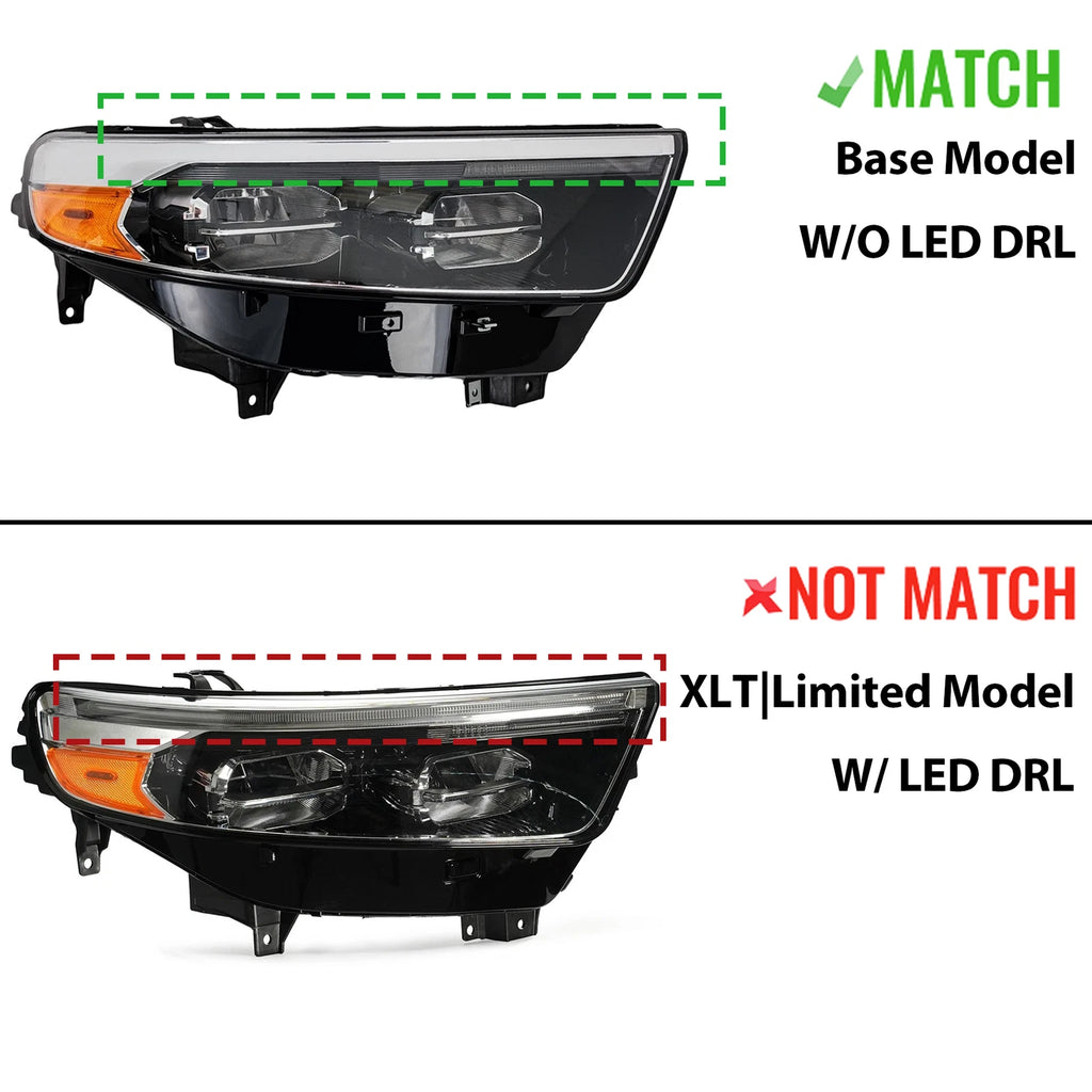 LED Headlight W/O DRL & Module for Ford Explorer (2020–2024) Right Passenger