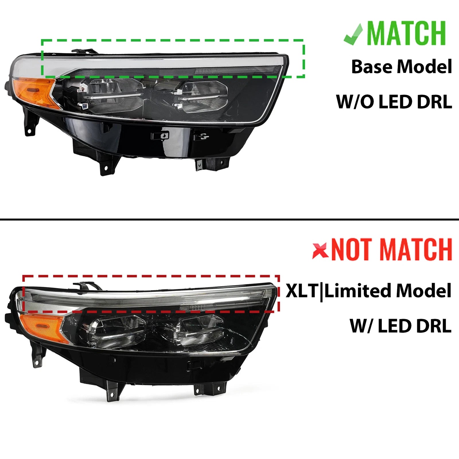 LED Headlight W/O DRL & Module for Ford Explorer (2020–2024) Right Passenger