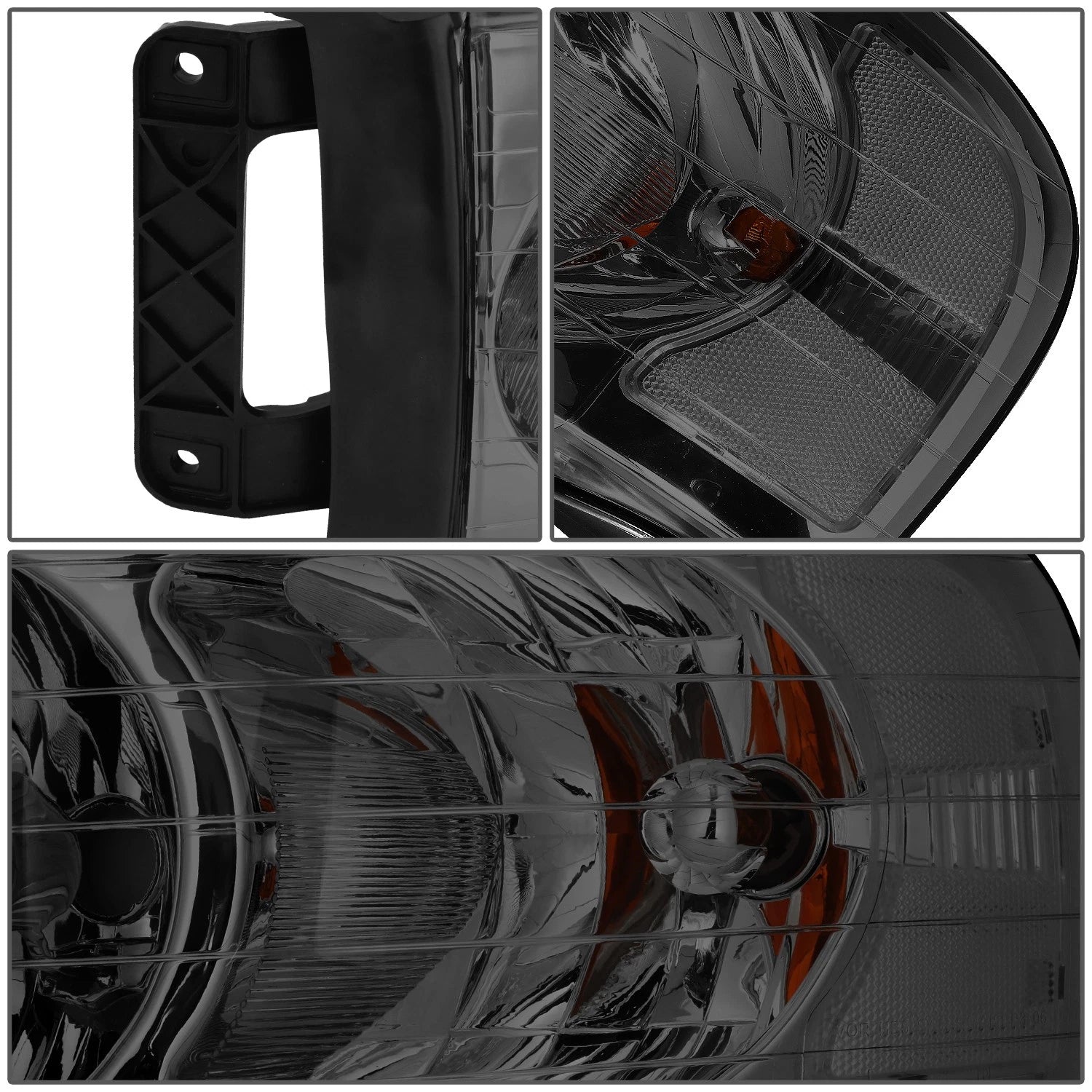 Pair of Smoked Housing Clear Corner Headlights for Dodge Ram 1500/2500/3500 (2002–2005)