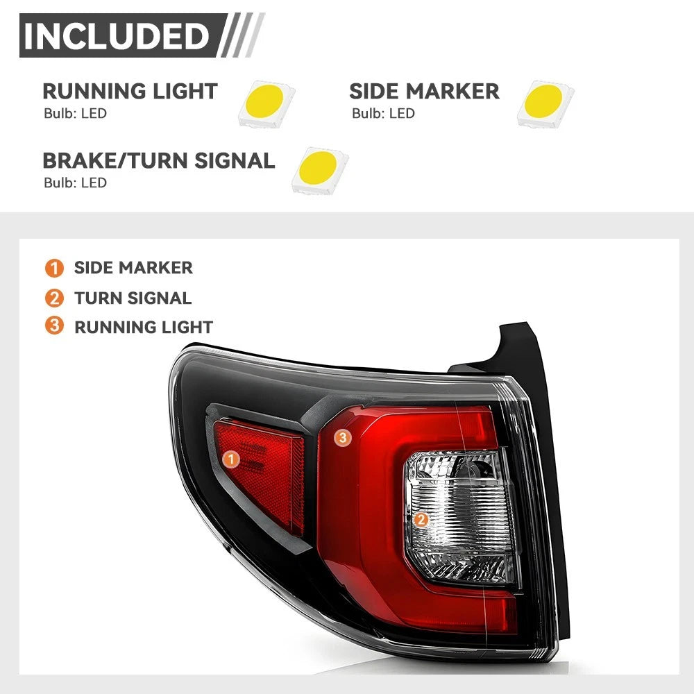 LED Tail Light for GMC Acadia (2013–2016) Left Driver W/O Bulb