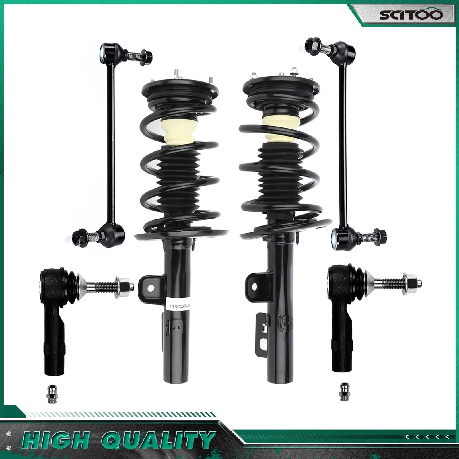 Front Struts w/Springs Sway Bars Outer Tie Rod Kit for Ford Flex (2010–2012)