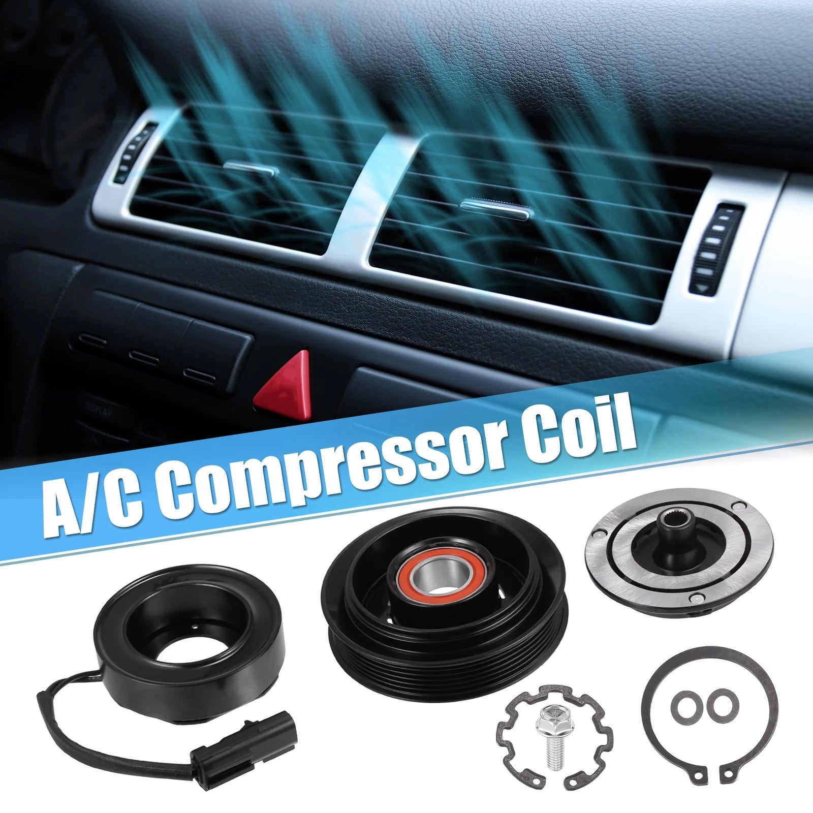 Set of 1 AC Compressor Clutch Kit Pulley Coil for Dodge Ram 1500 (2002–2008)