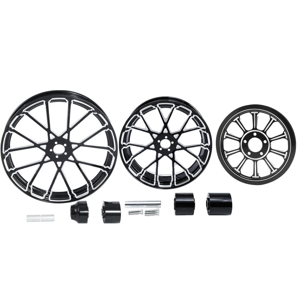 26" Front & 18" Rear Wheel Rim Hub Belt Pulley for Harley Touring (2009–2025)