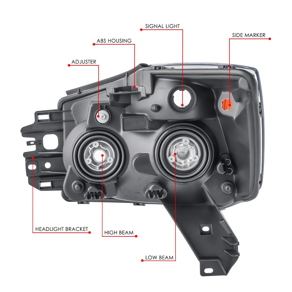 Right Chrome Housing Headlight Lamp for Nissan Armada Pathfinder Titan (2004–2007)
