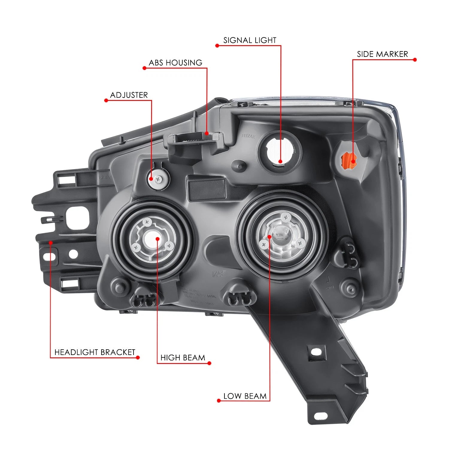 Right Chrome Housing Headlight Lamp for Nissan Armada Pathfinder Titan (2004–2007)
