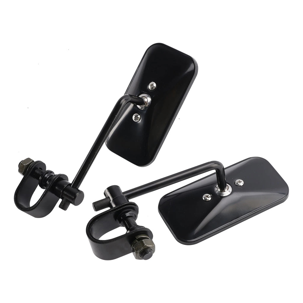Black Retro Rectangular Mirrors for Cafe Racer Bobber Chopper Tracker