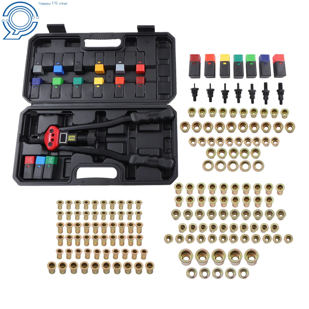 Rivnut Tool Kit for DIY Metal Repairs with 15 Metric & SAE Mandrels (16")