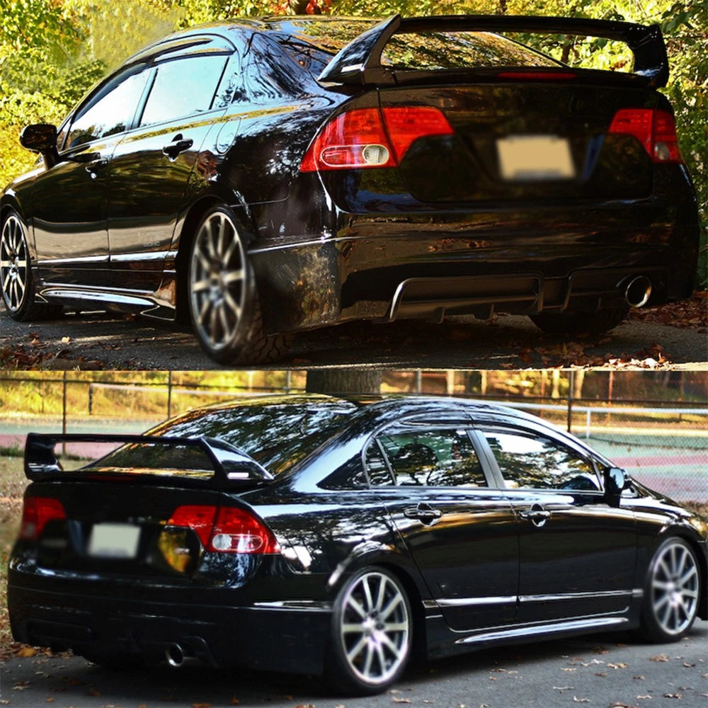 Rear Trunk Spoiler Wing Lip for Honda Civic Sedan (2006–2011) Black ABS