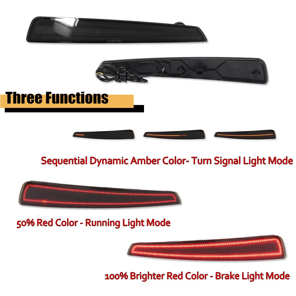 Smoked Lens LED Rear Bumper Reflector Brake Light Lamps for Acura TL (2009–2011)