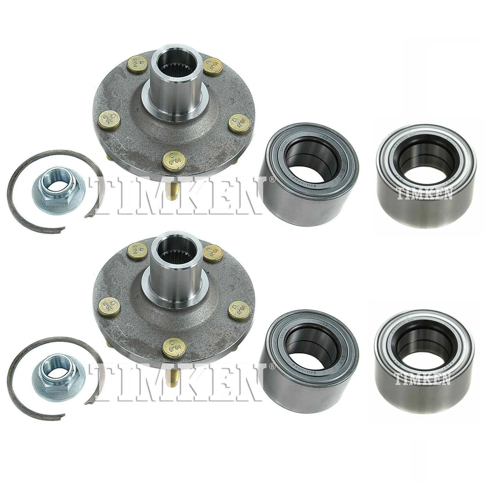 Front and Rear Wheel Bearings & Hubs Kit for Ford Escape, Tribute, Mariner (2001–2012)