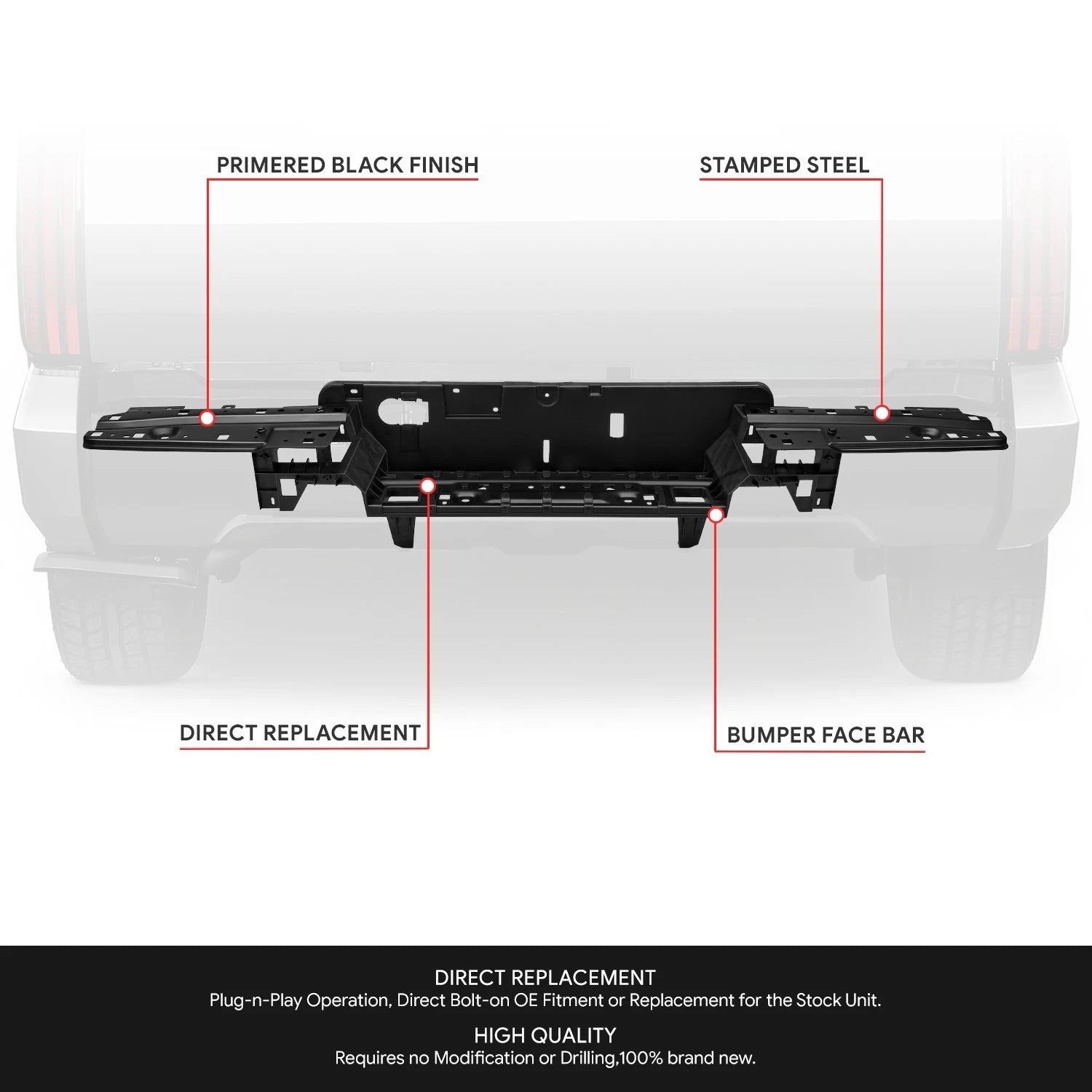 Rear Step Bumper Face Bar for Toyota Tundra (2022–2026) - Primered Black