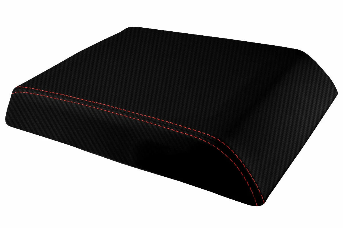 Carbon Fiber Console Lid Armrest Cover for Hummer H2 (2003–2007) Red Stitch