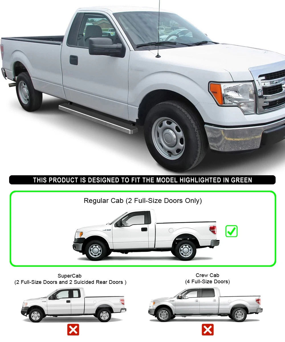 5-Inch Stainless Steel Running Boards for Ford F150 (2009–2014)