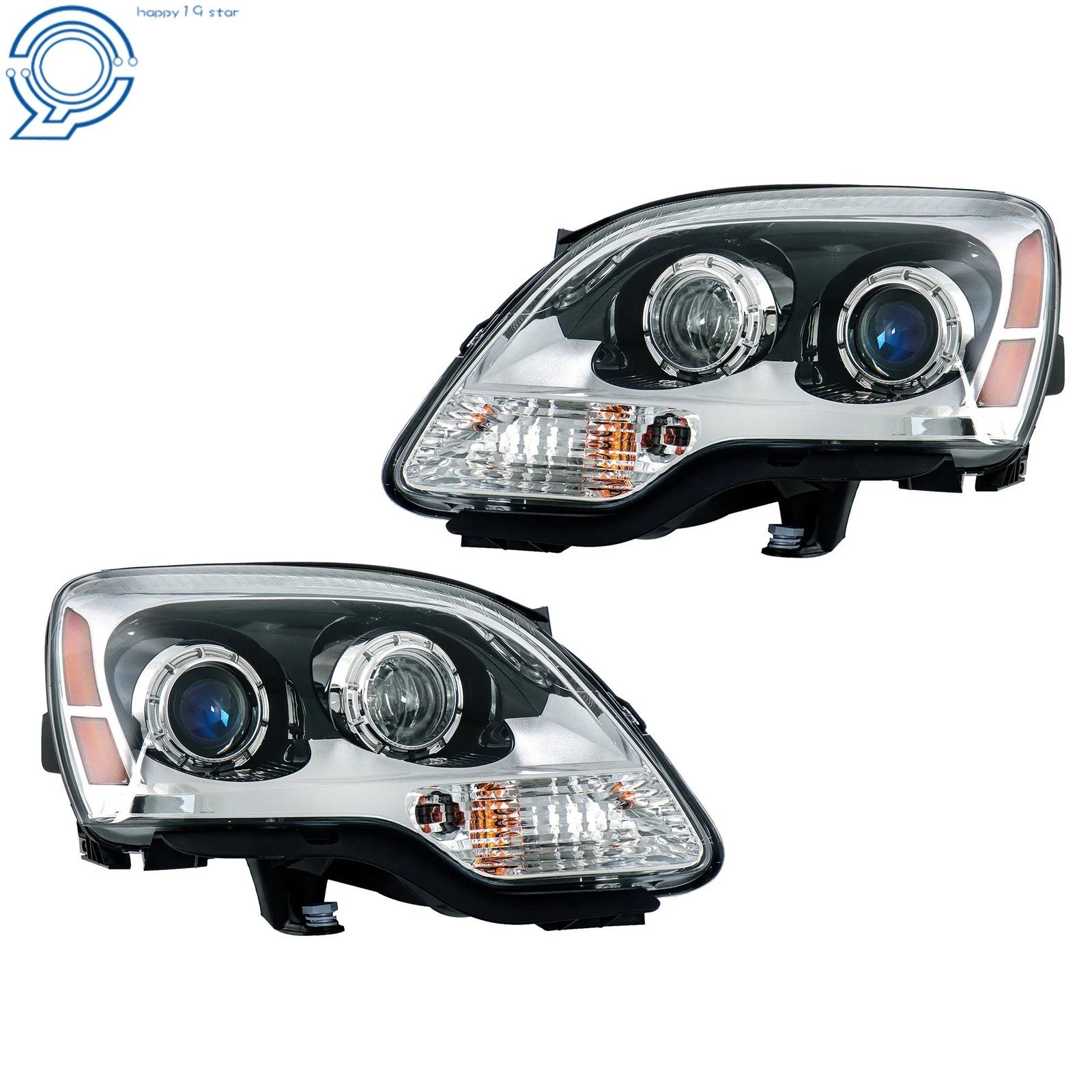 Set of 2 HID Projector Headlights for GMC Acadia (2007–2012) Chrome Trim