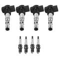 Set of 4 Ignition Coils & U-Groove Spark Plugs for Audi A4, TT, VW Beetle, Golf (L4)