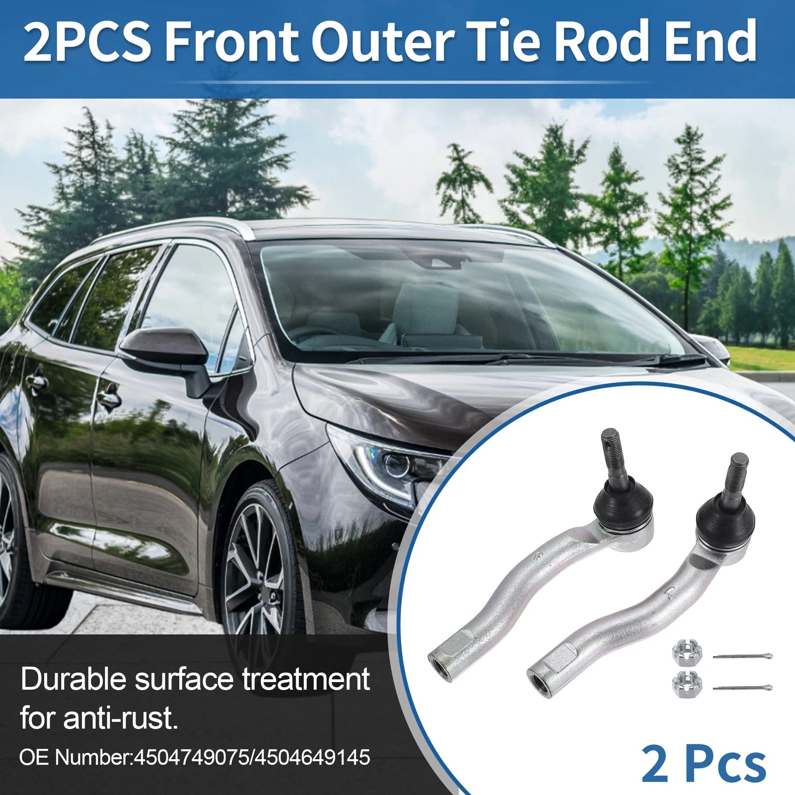 2X Front Outer Tie Rod End Links for Toyota Prius (2010–2015) No. 4504749075/4504649145