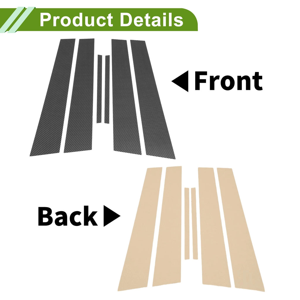 6 Pcs Pillar Window Trim for Dodge Charger (2011–2021) Carbon Fiber Black