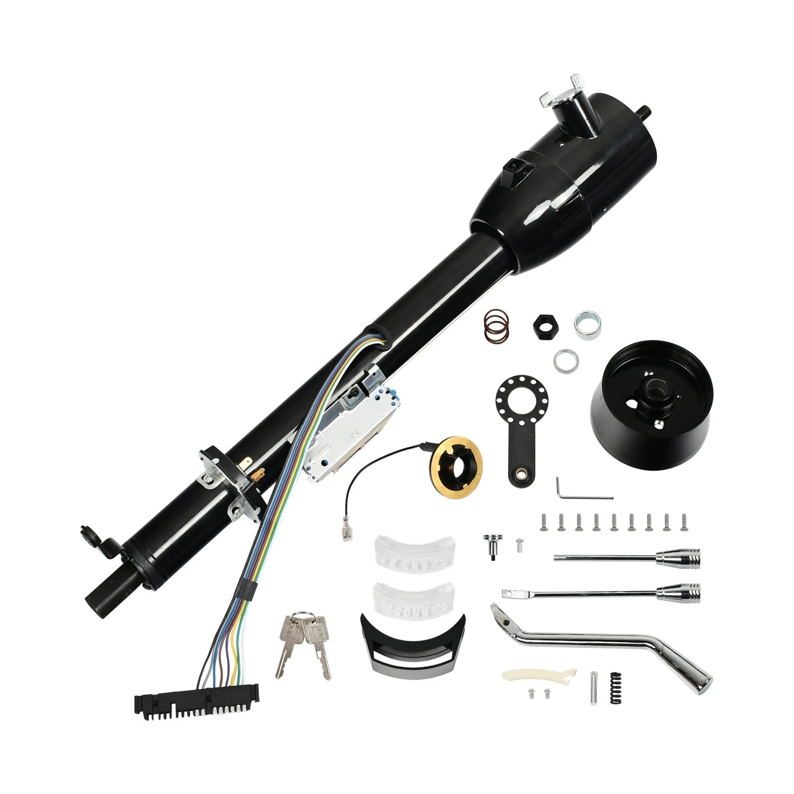 28" Black Tilt Steering Column w/ Key & 9 Bolt Adapter for