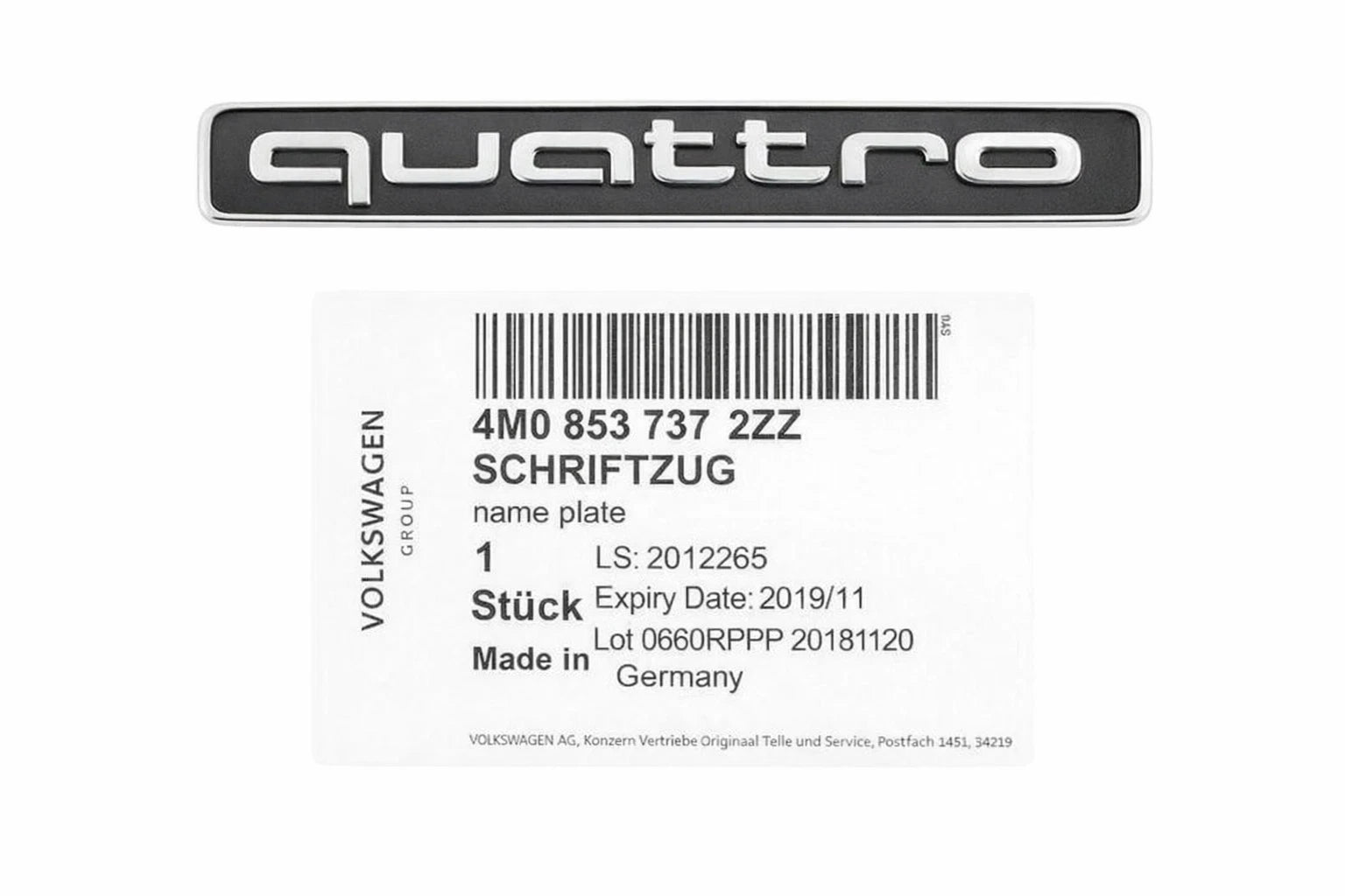 Genuine OEM Hatch Emblem for Audi Q7 (2017–2023) 4M08537372ZZ